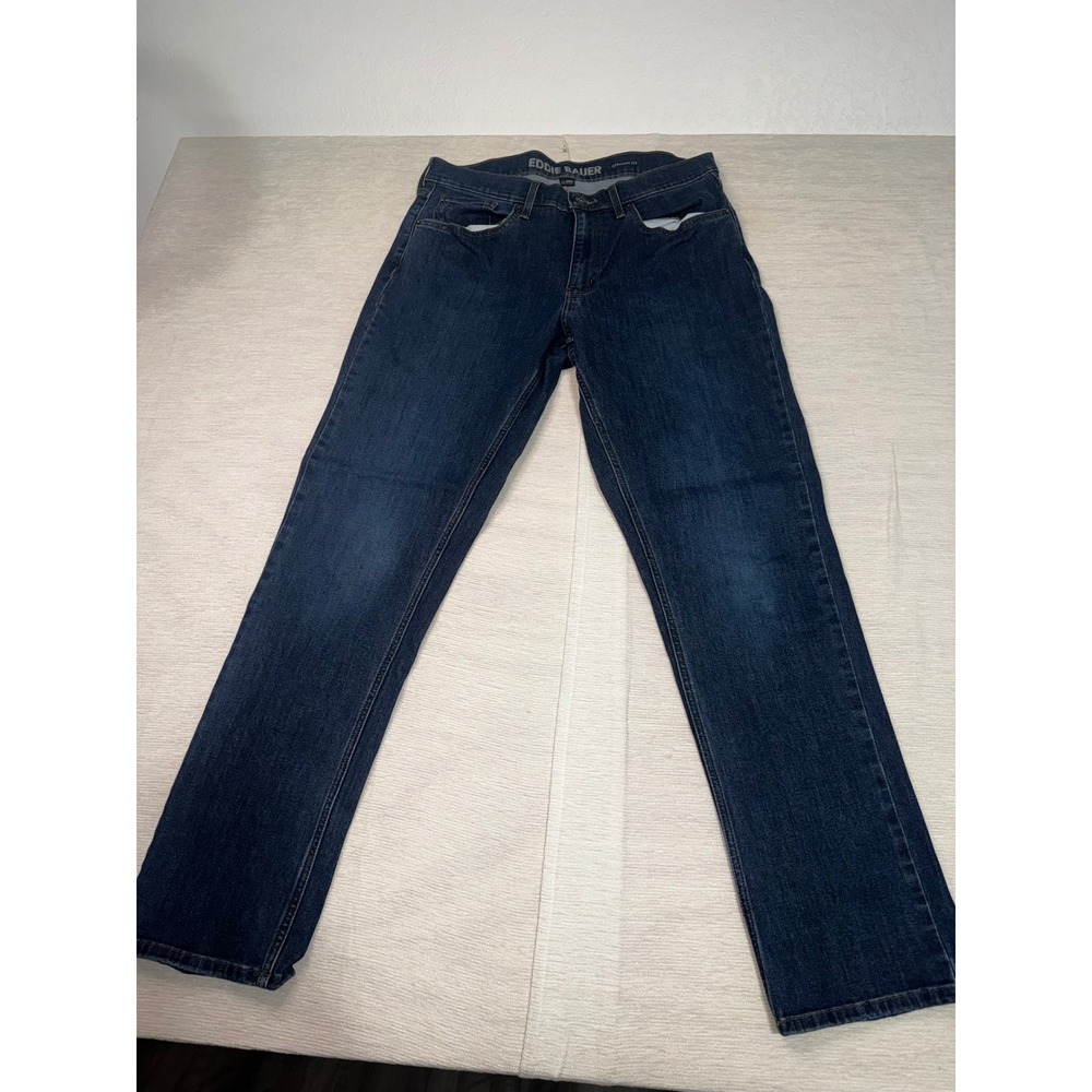 Eddie Bauer Mens Straight Fit Dark Wash Denim Jeans 34x32 Blue Pants